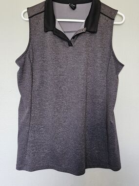 Oakley Balata Heather Gray XL Sleeveless Polo Tank with Black Collar